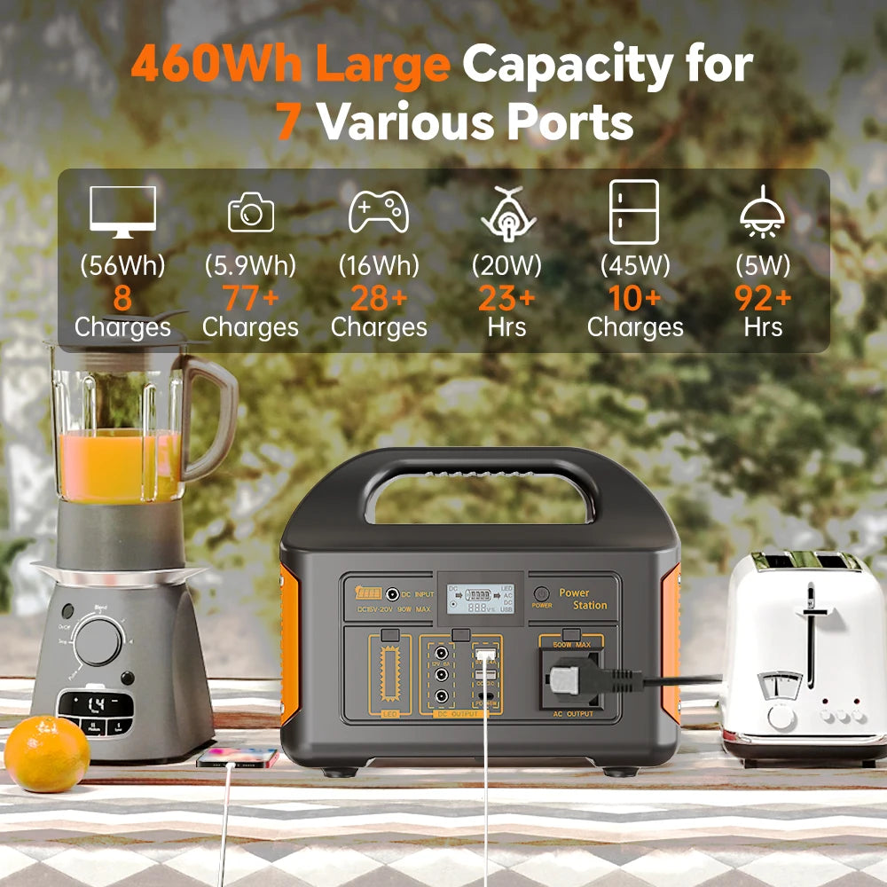 GaiaRay 460.8Wh Portable Power Station Solar Generator 110V AC