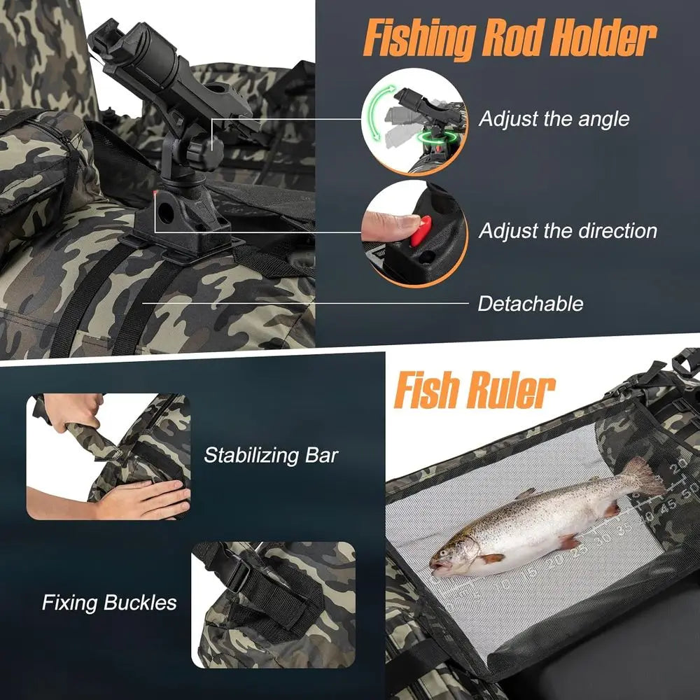 Inflatable Belly Boat With Fish Ruler Rod Holder Pump And Backpack