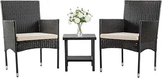 5 Piece Outdoor Patio Furniture Set Wicker Conversation Sofa