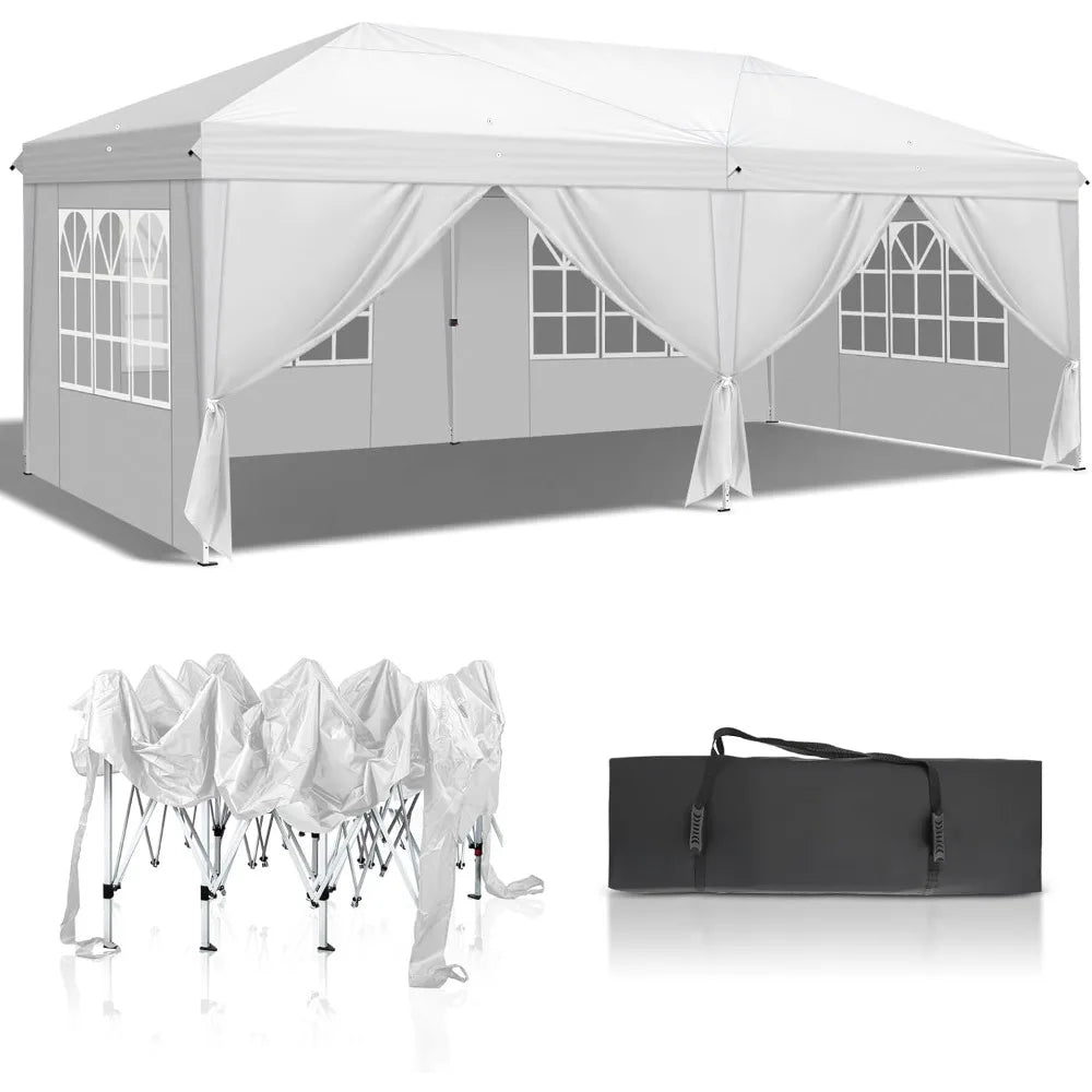 Pop Up Canopy Tent With Six Sidewalls And Carry Bag