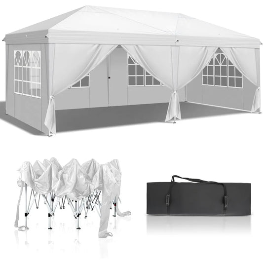 Pop Up Canopy Tent With Six Sidewalls And Carry Bag