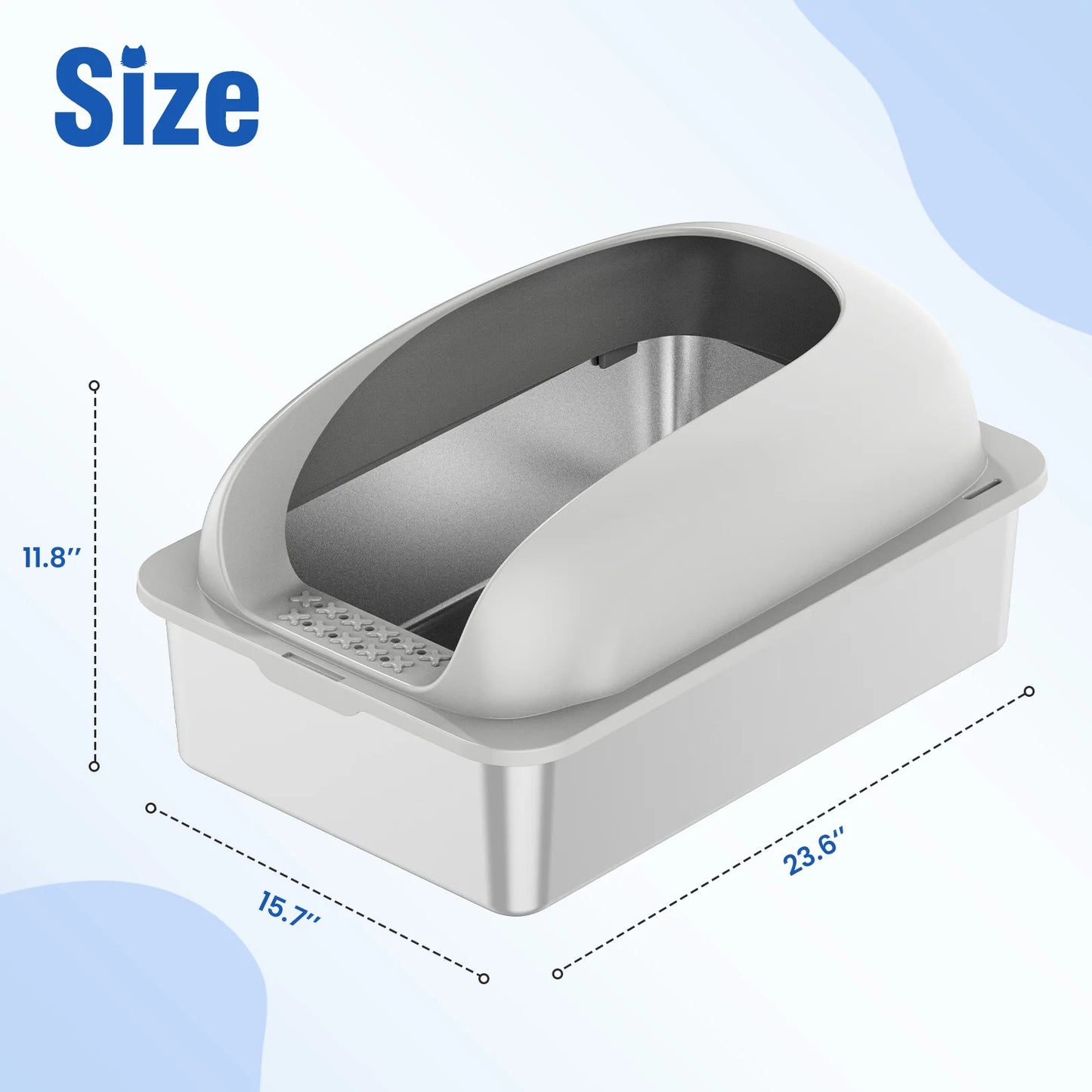 Stainless Steel Cat Litter Box With Lid For Large Cats
