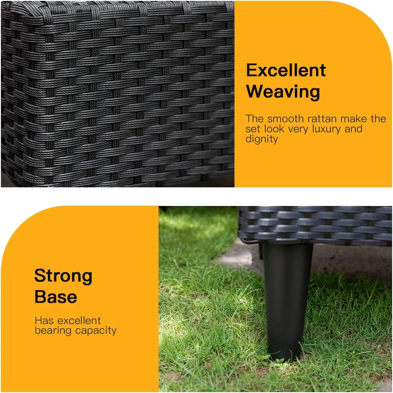 5 Piece Outdoor Patio Furniture Set Wicker Conversation Sofa