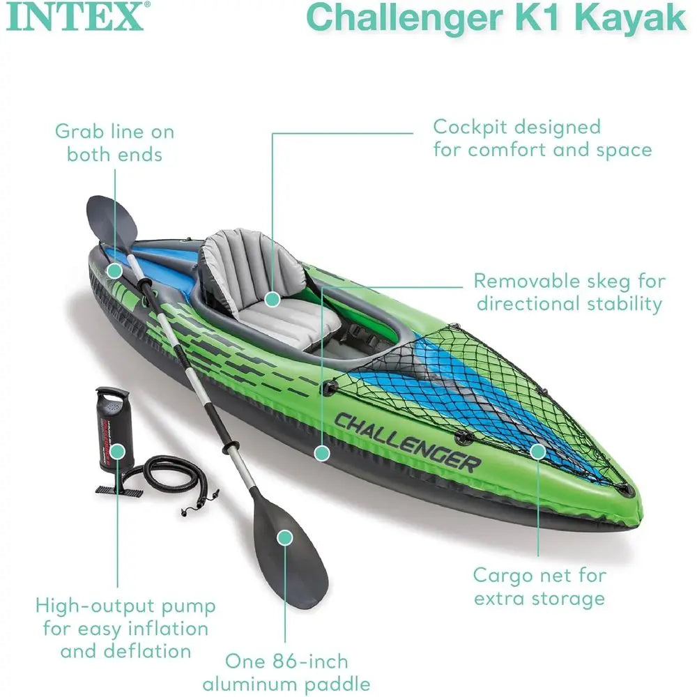 Deluxe Inflatable Kayak With Paddles And High Output Pump