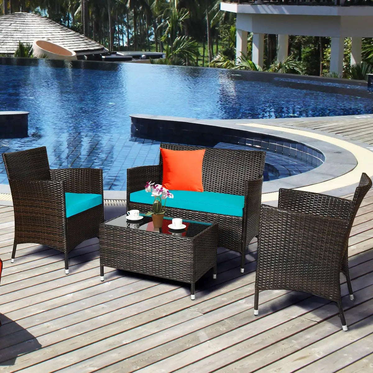 XIAOLANG 4-Piece Rattan Patio Set For Outdoor Comfort