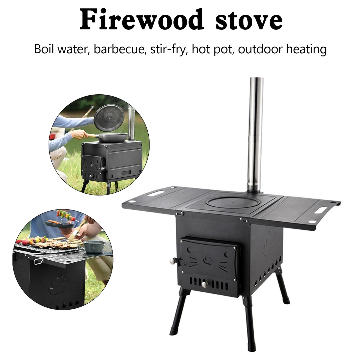 Portable Outdoor Wood Burning Camping Stove With Folding Design