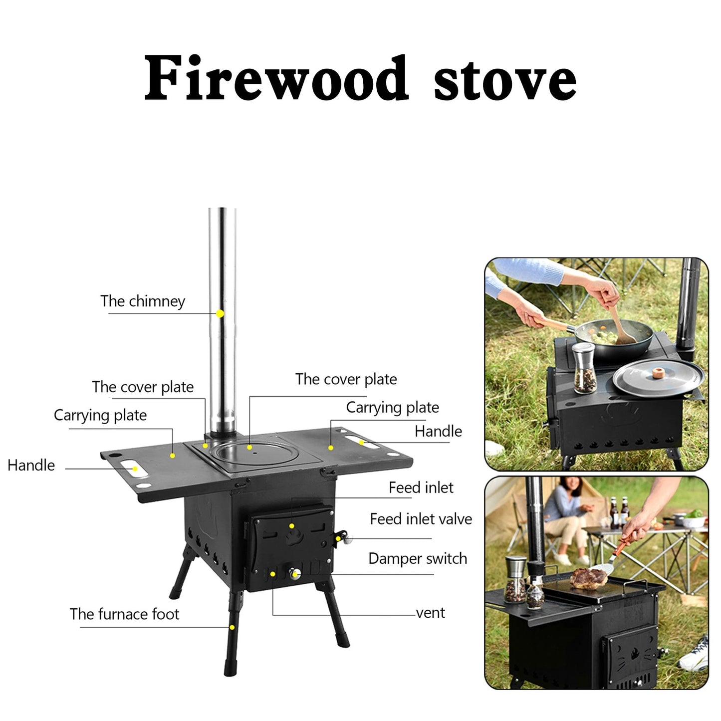 Portable Outdoor Wood Burning Camping Stove With Folding Design