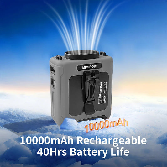 10000mAh Portable Waist Clip Fan With Flashlight Power Bank