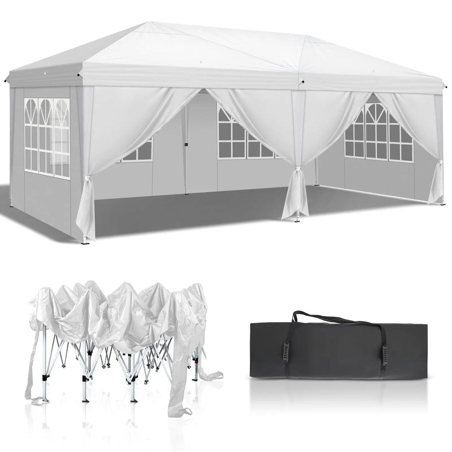 Pop Up Canopy Tent With Six Sidewalls And Carry Bag