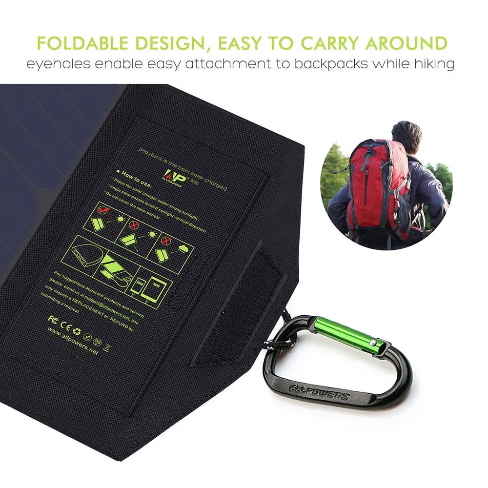 ALLPOWERS Waterproof Foldable Solar Panel 21W Portable Charger