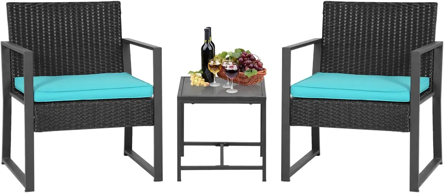 5 Piece Outdoor Patio Furniture Set Wicker Conversation Sofa