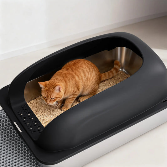 Stainless Steel Cat Litter Box With Lid For Large Cats