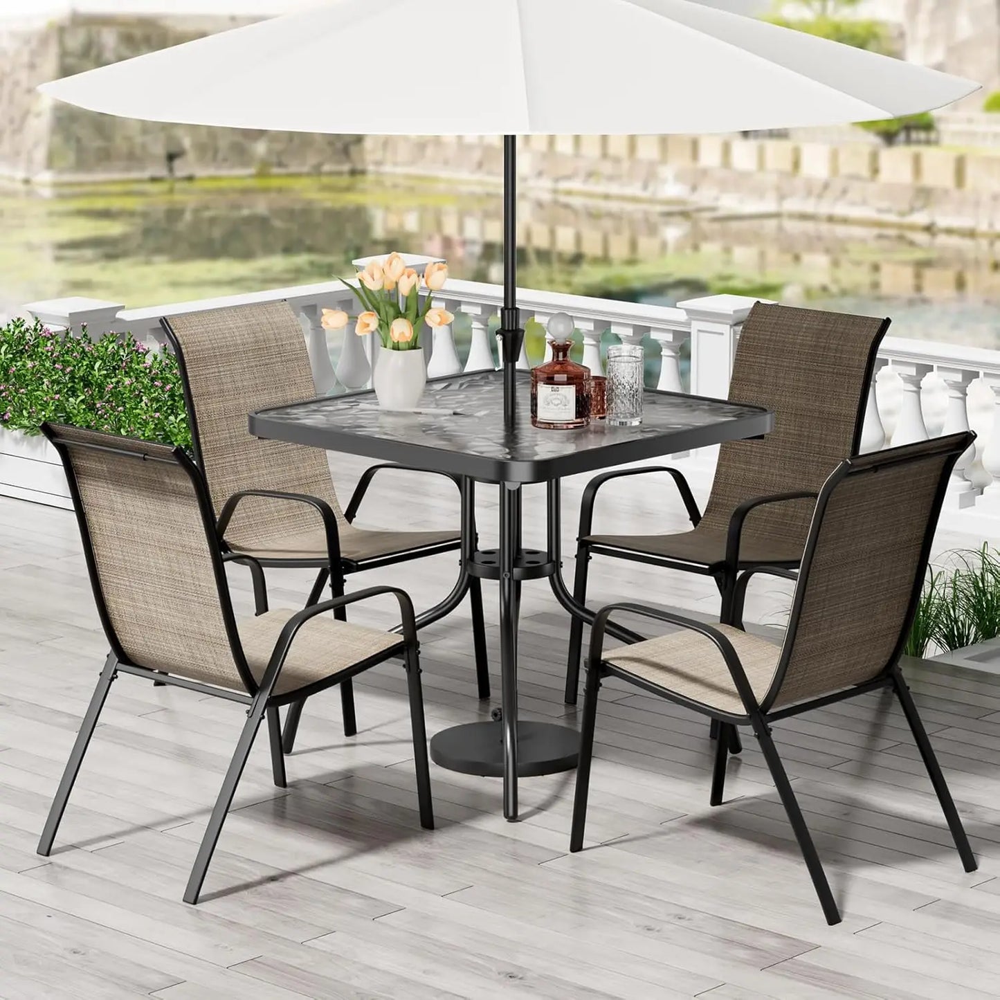 Patio Dining Set 5 Piece All Weather Outdoor Furniture