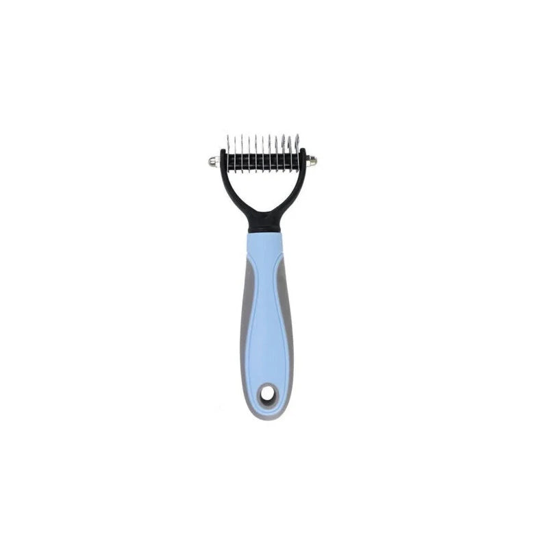 Pet Deshedding Brush Two Sided Grooming Comb Stainless Steel