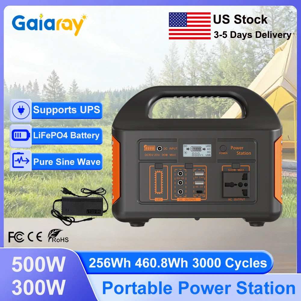 GaiaRay 460.8Wh Portable Power Station Solar Generator 110V AC