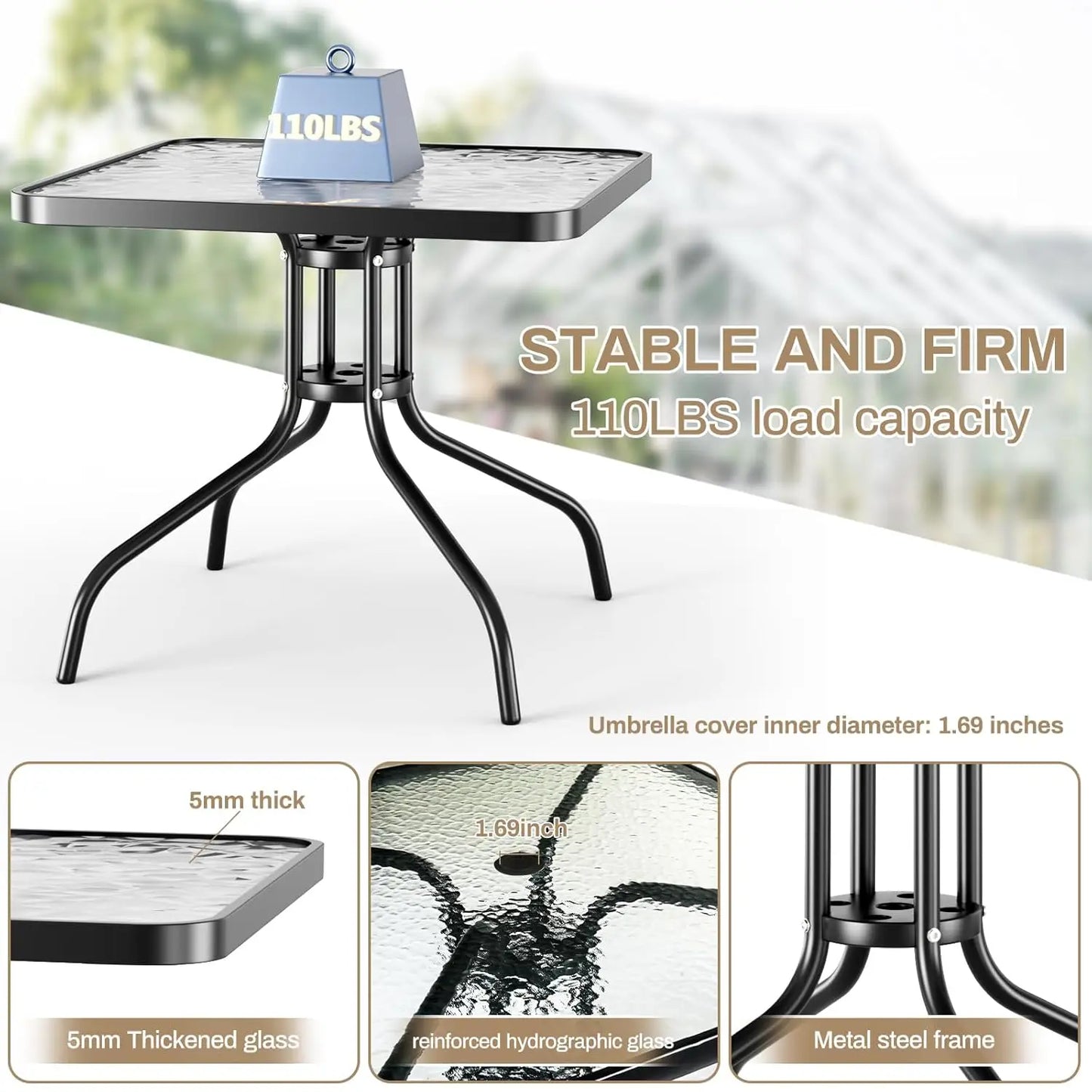 Patio Dining Set 5 Piece All Weather Outdoor Furniture