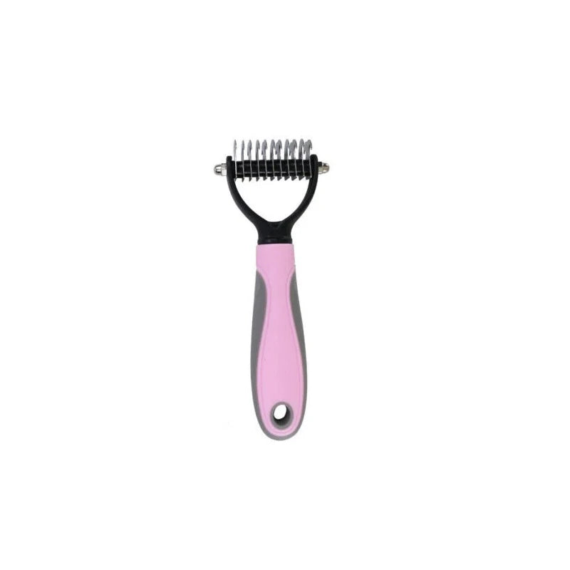 Pet Deshedding Brush Two Sided Grooming Comb Stainless Steel