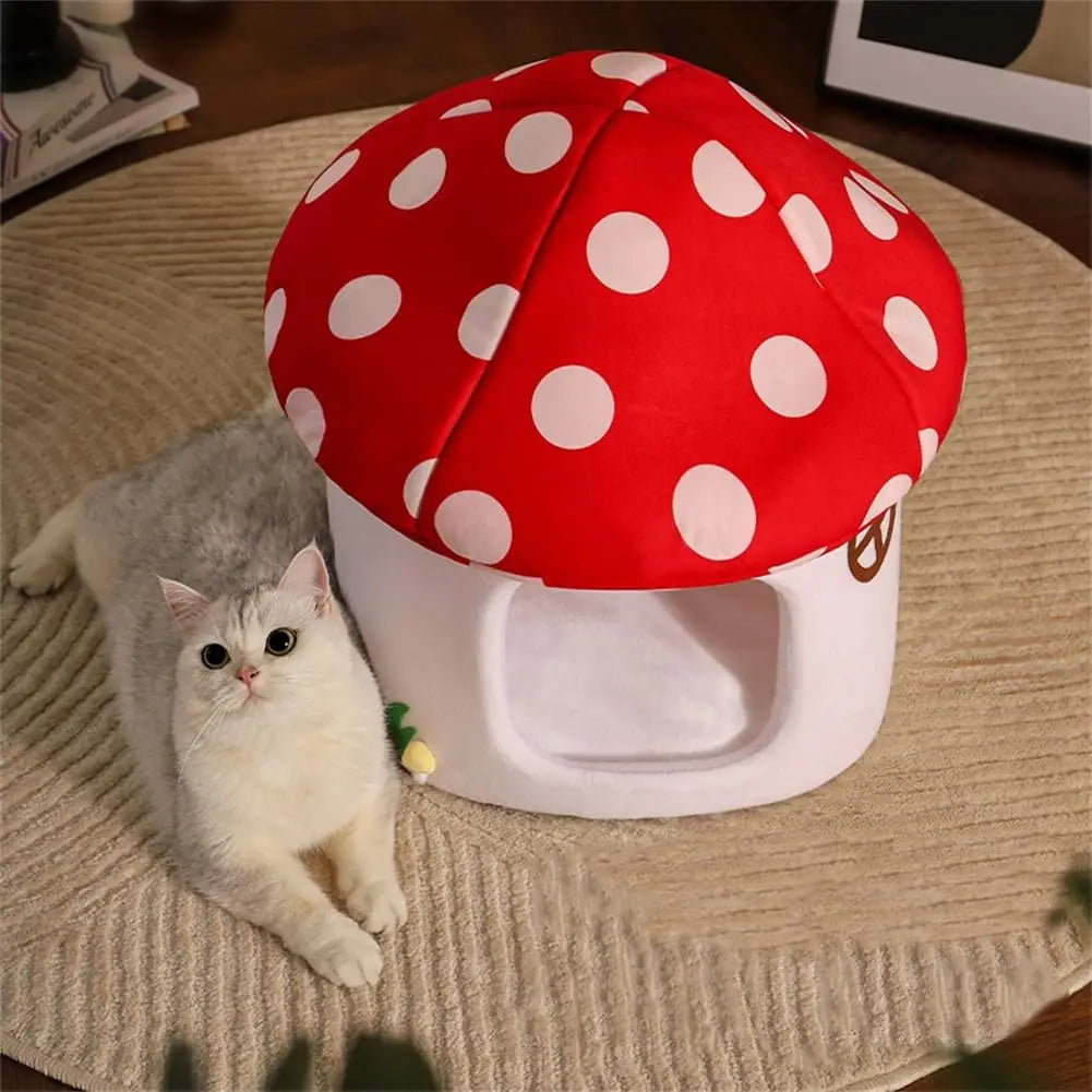 Mushroom Cat Bed Indoor Cat Cave With Removable Cushion