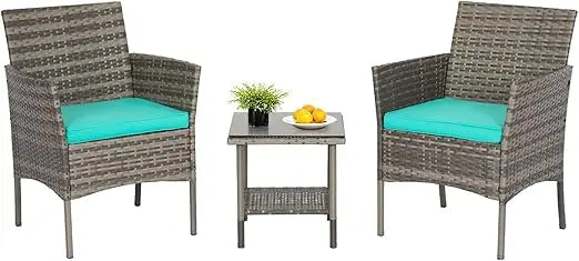5 Piece Outdoor Patio Furniture Set Wicker Conversation Sofa