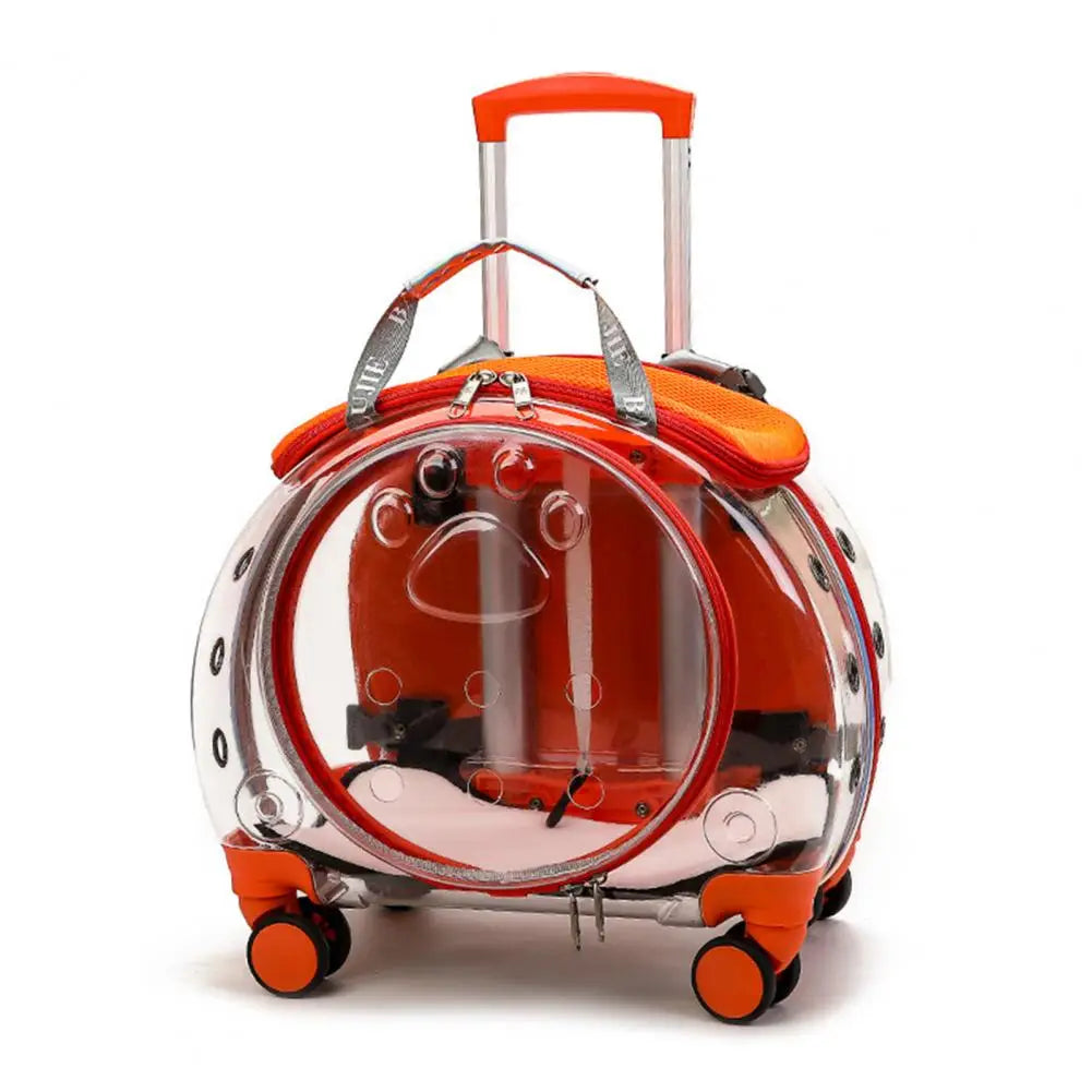 Portable Pet Trolley Case With Ventilation Holes And Silent Wheels For Cats