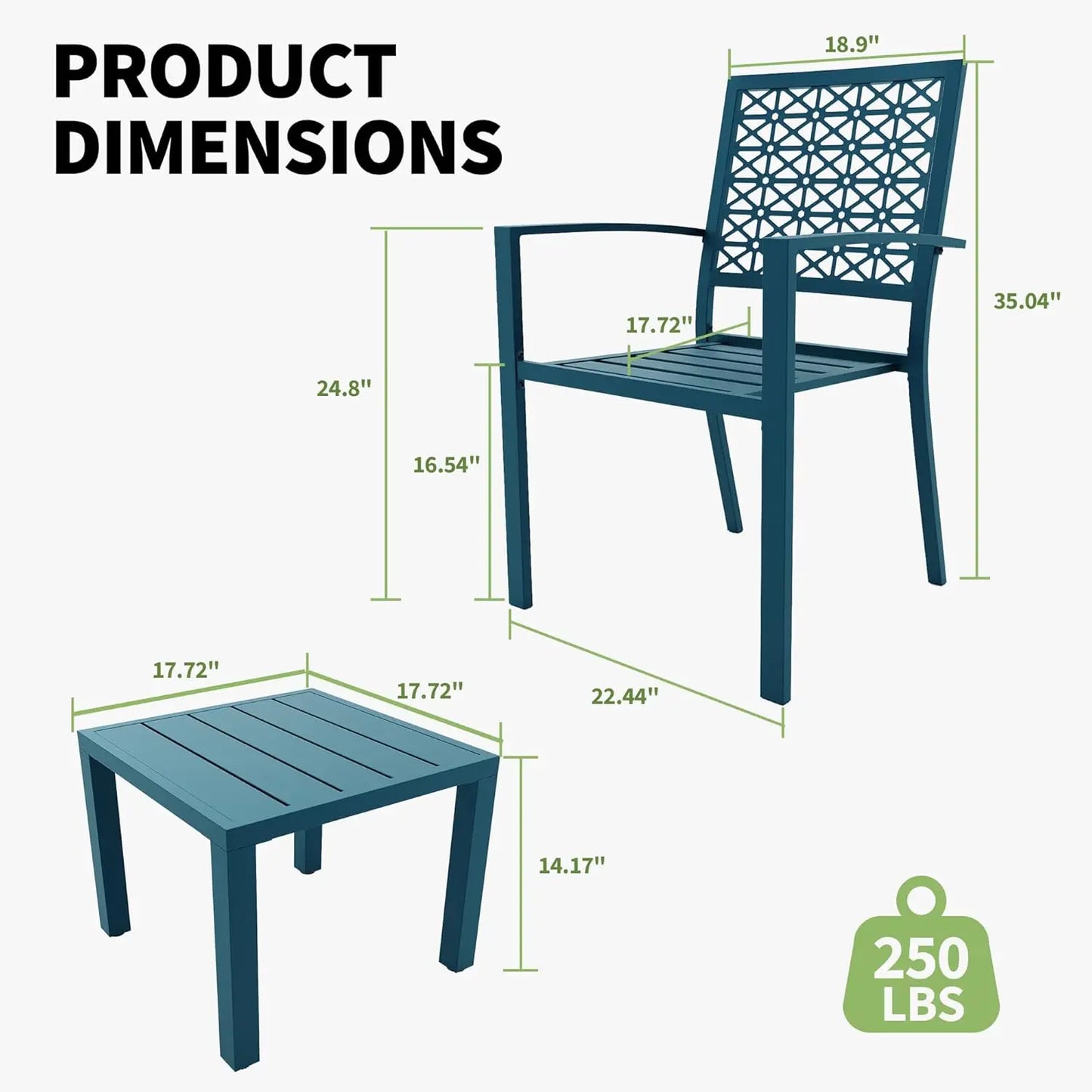 TWISTER.CK Patio Bistro Set 3-Piece Outdoor Table And Chairs